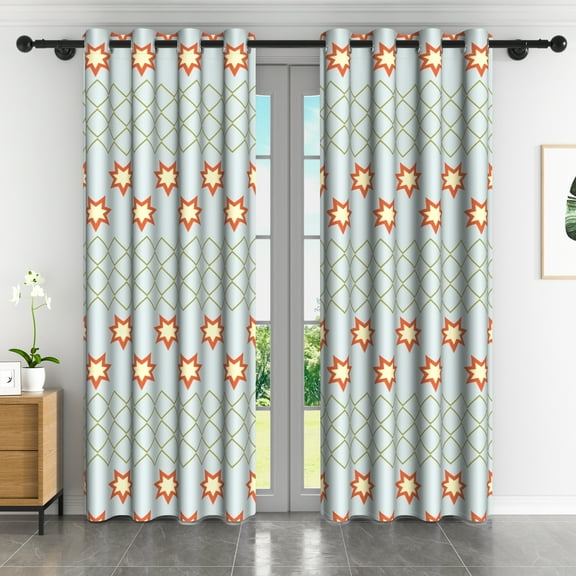 LFEEY Blue Cartoon Blackout Curtains, Insulated Grommet Curtains for Kids Room, 42x63 inches, 2 panels