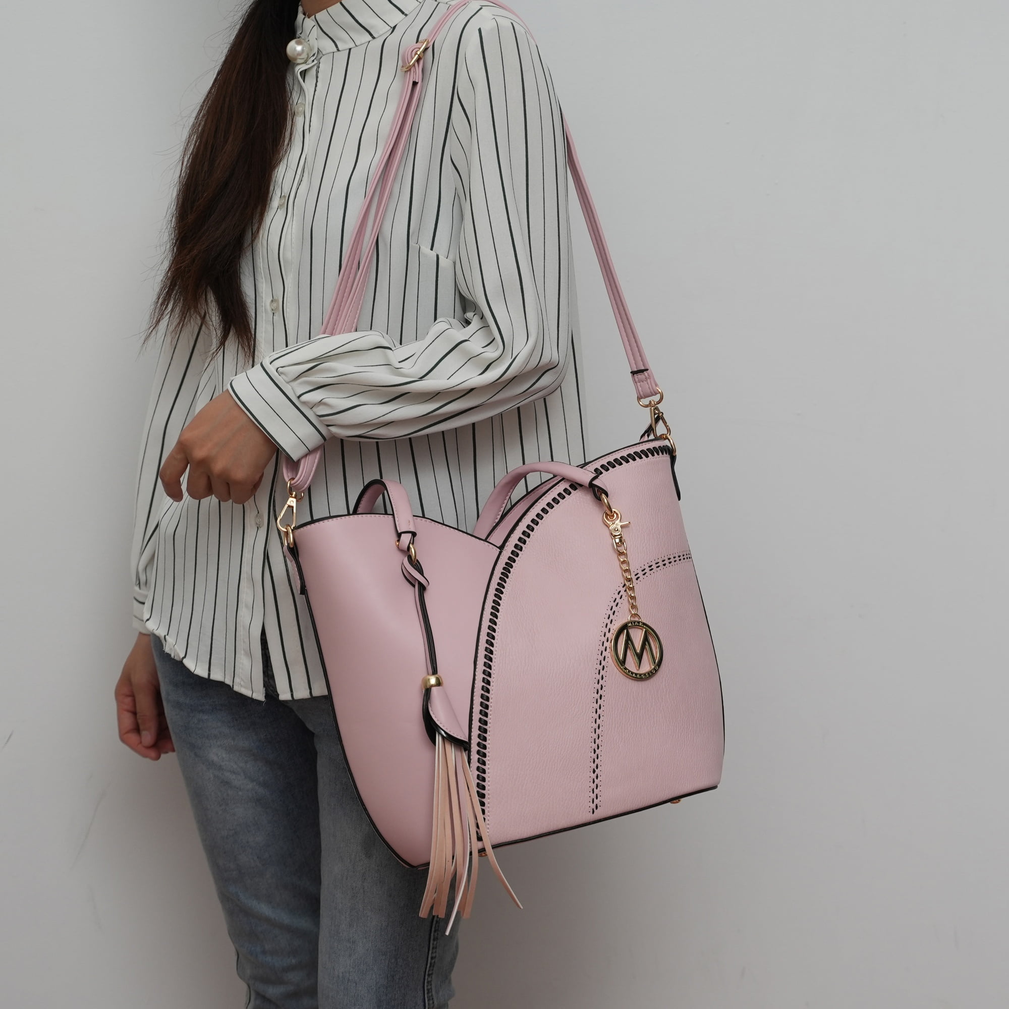 MKF Collection Imogene Women's Tote Bag with Wristlet Wallet, Vegan Leather Shoulder Bag Handbag Set by Mia K -Wine