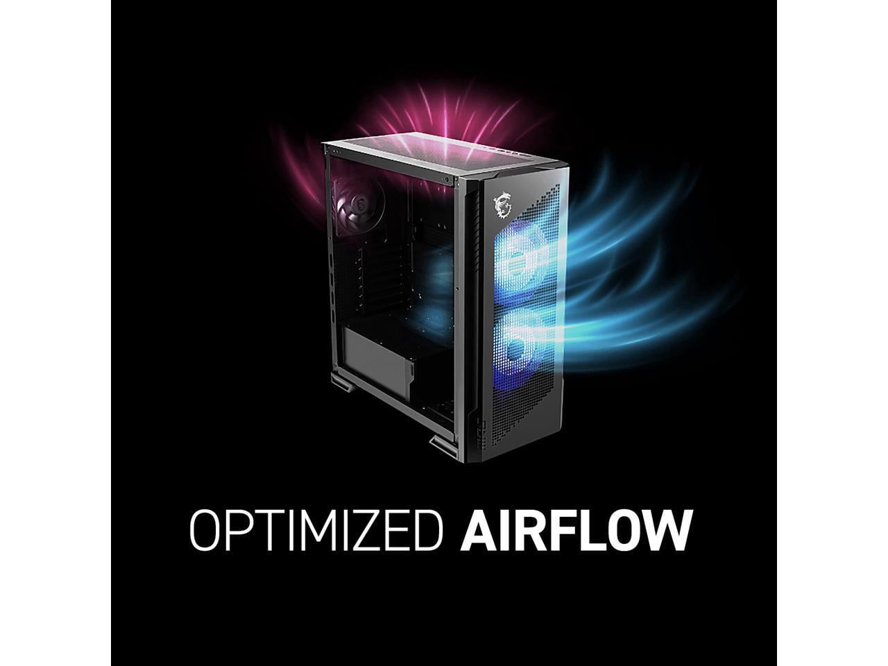 MSI MPG Velox 300R Airflow PZ - Mid-Tower Gaming PC Case - Tempered Glass Side Panel - 2 x 160 mm Dual Layer Blades Fans - Liquid Cooling Support up to 360mm Radiator - Mesh Panel for Airflow