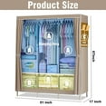 thumbnail image 2 of Homely-Hub 51-Inch Simple Portable Closet Wardrobe, 16mm Thick Pipe Clothing Storage Rack with Non-Woven Fabric Cover, 3 Hanging Rods, Suitable for Bedroom, Living Room, Beige, 2 of 14