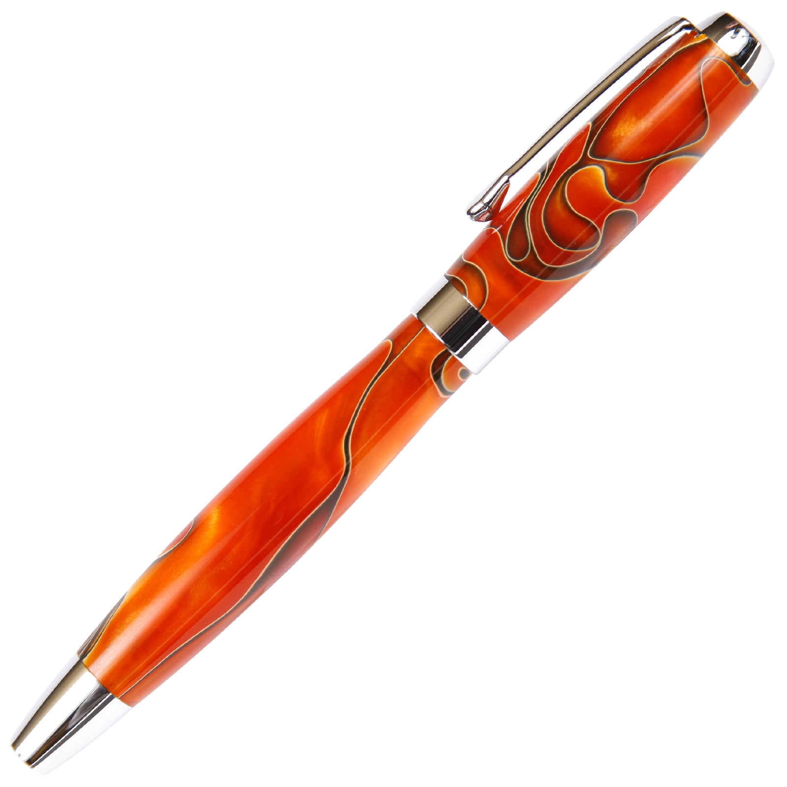 Orange & Black Marbleized Gloss Body, Tuscany Rollerball Pen (Black Ink, Medium Tip 0.7 MM)