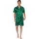 thumbnail image 1 of Ropa de dormir para hombres Top y pantalones de manga corta Ropa de dormir de verano Conjuntos de pijama de satén Verde S, 1 of 4