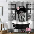 thumbnail image 4 of Hadint 4-piece Black African American Girl Shower Curtain Set, Paris Eiffel Tower Art Pattern Shower Curtain and Rug Set, 12 Pcs Hooks, 71inx71in, 4 of 14