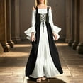 thumbnail image 2 of Wyobmus Renaissance Dress for Women Medieval Victorian Swing Dress Batwing Sleeve Victorian Gothic Off Shoulder Dress Fairy Pirate Witch Wedding Dress B-Black, 2 of 8