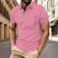 thumbnail image 2 of Mens Polo Shirt Pique Lapel Casual Trend Business Comfortable Loose Short Sleeved Shirt Mens Clothing,Pink,XL, 2 of 5