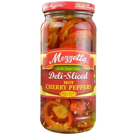 - (6 Pack) Mezzetta Deli-Sliced Hot Cherry Peppers, 16 Oz