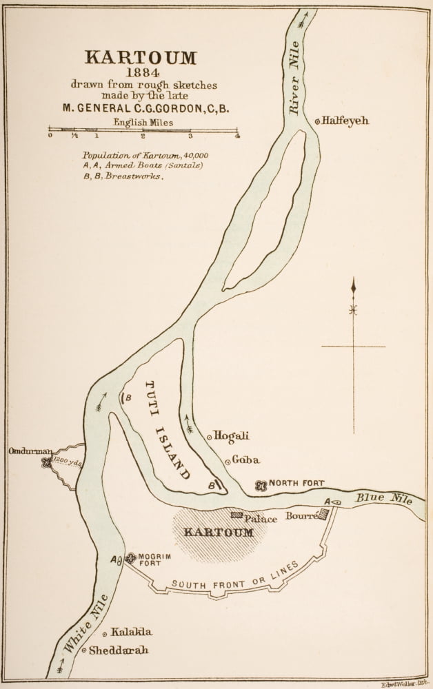 Kartoum Sudan In 1884 Drawn From Rough Sketches Made By General Gordon From The Journals Of Major-Gen CG Gordon CB At Kartoum Published By Kegan Paul Trench & Co London 1885 Canvas Art - Ken Welsh De
