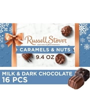 Russell Stover Christmas Caramels & Nuts in Milk & Dark Chocolate Candy Gift Box, 9.4 oz.