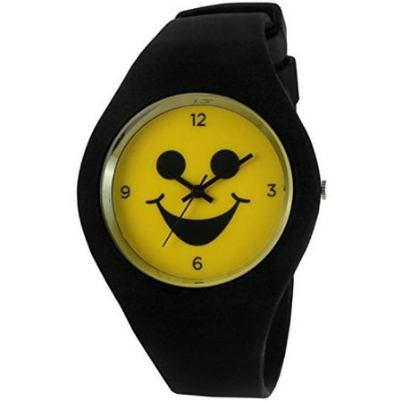 Icon Analogue Watch - Emoji Black Rubber Smile Icon Fun Smiley Face Watch TK663BK