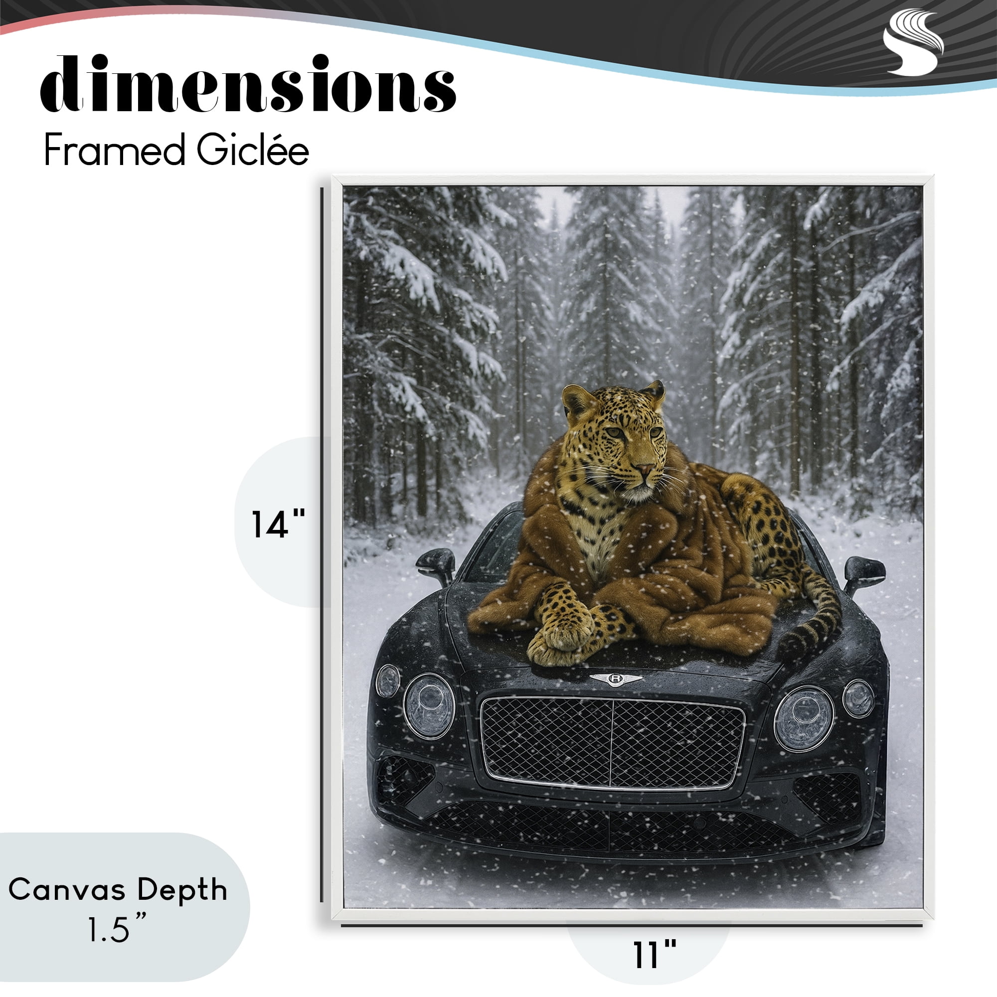 Stupell Industries Luxurious Leopard Winter Woods White Framed Giclee Art, design by Grotto Studios