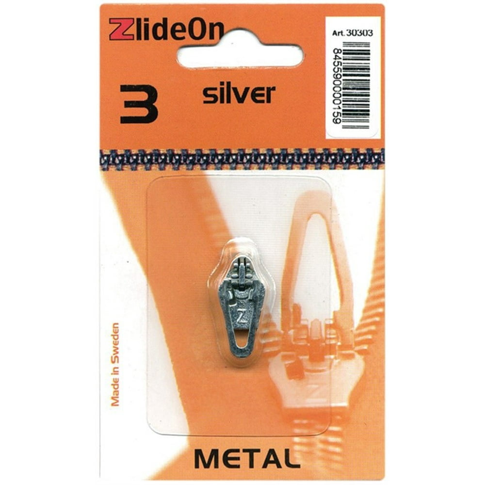 ZlideOn Zipper Pull Replacements Metal 3Silver, Pk 3, Zlide On