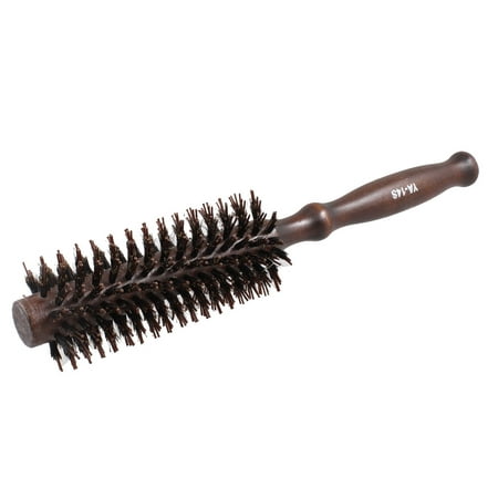 Wooden Handle DIY Hairstyle Salon Round Hair Brush Comb Dark Brown for
