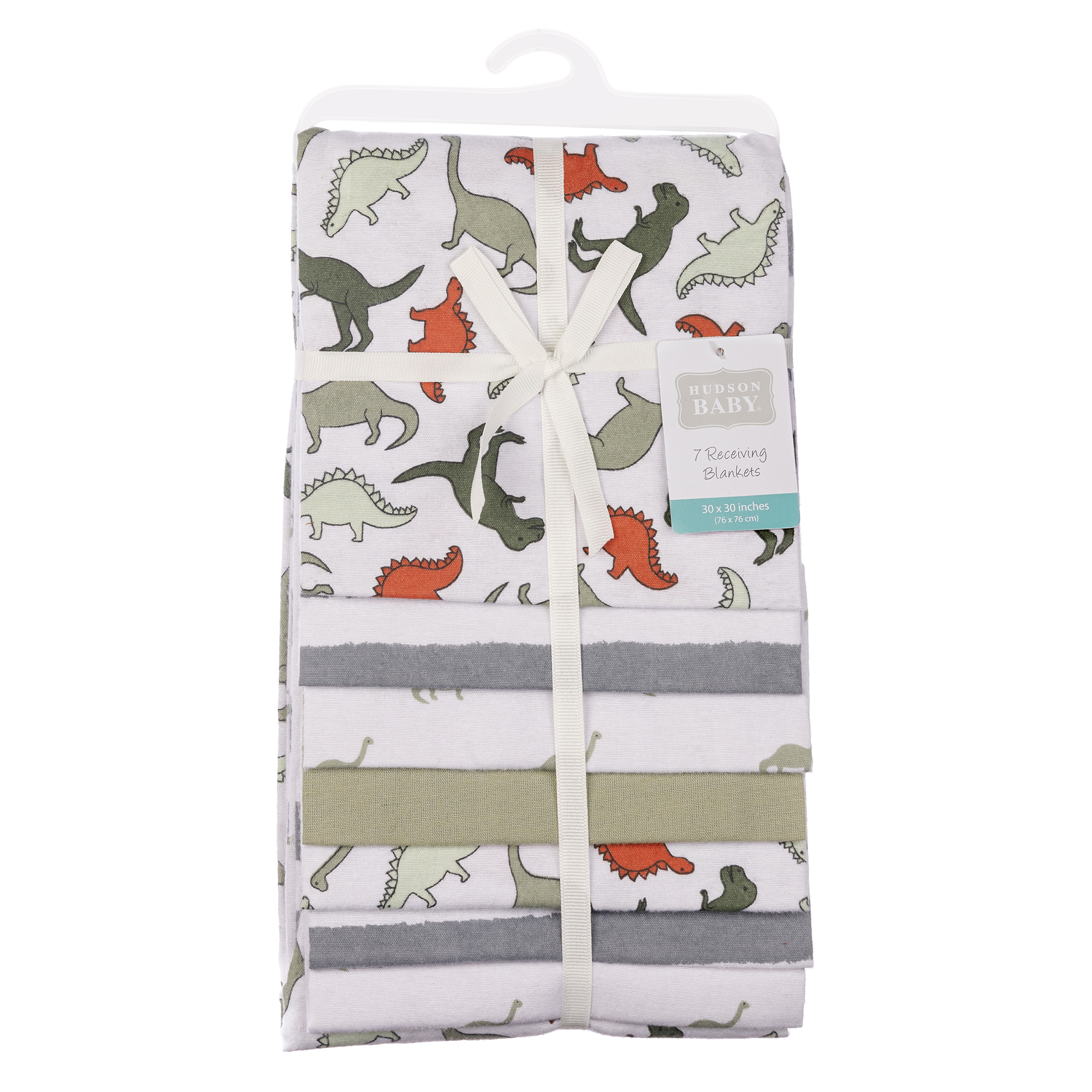 Hudson Baby Cotton Flannel Receiving Blankets 7-Pack Bundle, Multi Color Dino , One Size