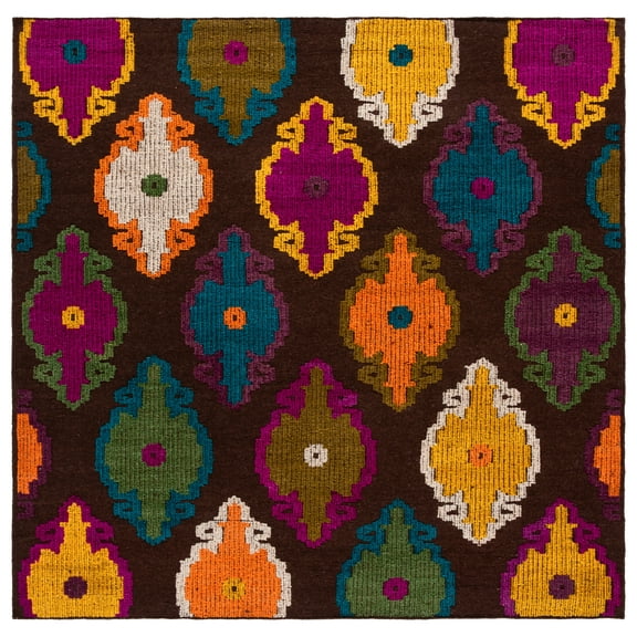 SAFAVIEH Suzani Tobin Abstract Area Rug, Brown/Multi, 7' x 7' Square