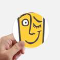 thumbnail image 1 of Wink Face Sketch Happy Sticker Round Wall Suitcase Laptop Label Bumper, 1 of 1