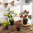 thumbnail image 2 of 4 piezas de bonsái de fruta para fiesta en casa, adornos de , fruta artificial en Macarena bonsái de fruta falsa, 2 of 7