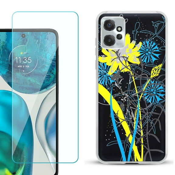 OneToughShield ® for Motorola Moto G Power 5G 2023 Shockproof Fashion Phone Case, with Tempered Glass Screen Protector - Wild Flowers