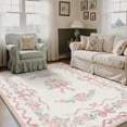 thumbnail image 3 of GENIMO 5'x7' Area Rug for Living Room, Machine Washable Non Slip Low Pile Rug for Bedroom Dining Room, Vintage Floral, Soft Pink, 3 of 7