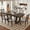 Brown, variant on Harper & Bright Designs Farmhouse Extendable Dining Table Set for 6, 7 Pieces Rectangle Dining Table with 6 Upholstered Chairs, Wood Expanding Kitchen Table Set for Dining Room, Brown