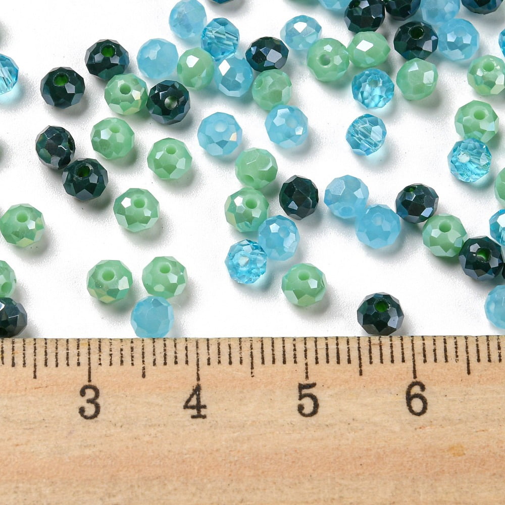 500g Glass Beads Faceted Rondelle Steel Blue 4x3mm Hole: 0.4mm about 6800pcs/500g