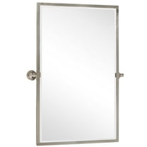 TEHOME Brushed Nickel Metal Framed Pivot Rectangle Bathroom Mirror 24x36"