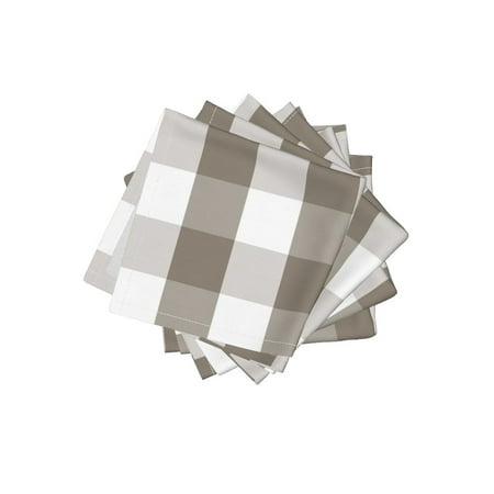 Gingham Cocktail - Cocktail Napkins Mulch Brown Mini Gingham Brown Check Gingham Check Set of 4