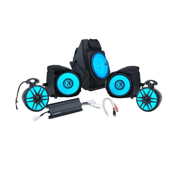 Memphis Audio RZRPRORCPAK4P Amplified 4 Speaker and Subwoofer Plug & Play Audio System Compatible With Polaris RZR PRO 2020 & Newer with Ride Command
