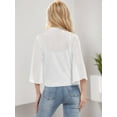 thumbnail image 6 of Weardear Womens Sheer Mesh Shrug Tie Front 3/4 Bell Sleeve Summer Cropped Bolero Cardigan, 6 of 7