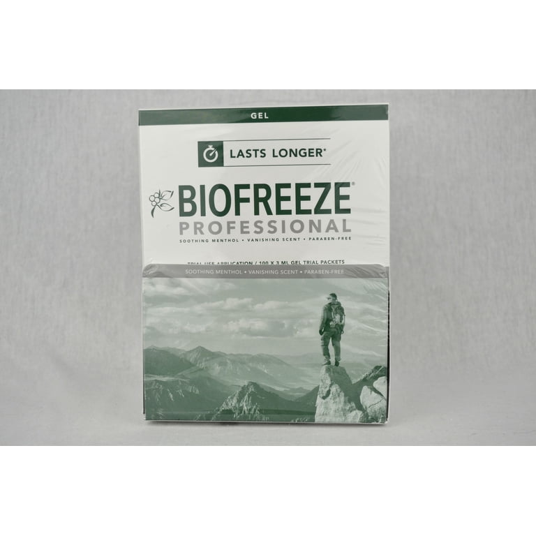 BioFreeze 3ml Packets Dispenser, Box of 100, Menthol Gel Pain 