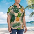thumbnail image 5 of Balery Pineapples Palm Leaves Print Men's Hawaiian Shirts Short Sleeve Beach Shirt Relaxed Fit Vacation Button Down Shirts-Large, 5 of 9
