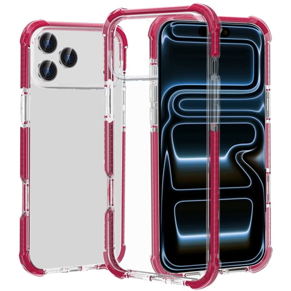 For Apple iPhone 18 Pro Max Acrylic Tough 2.5mm Transparent ShockProof Hybrid Case Cover - Hot Pink