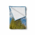 thumbnail image 2 of Farmland Soft Flannel Fleece Throw Blanket, Idyllic Scene with Tree Trunk Plank and Snow Mountain Range the Alps Photo, Cozy Plush for Indoor and Outdoor Use, 60" x 80", Green Blue, by Ambesonne, 2 of 6
