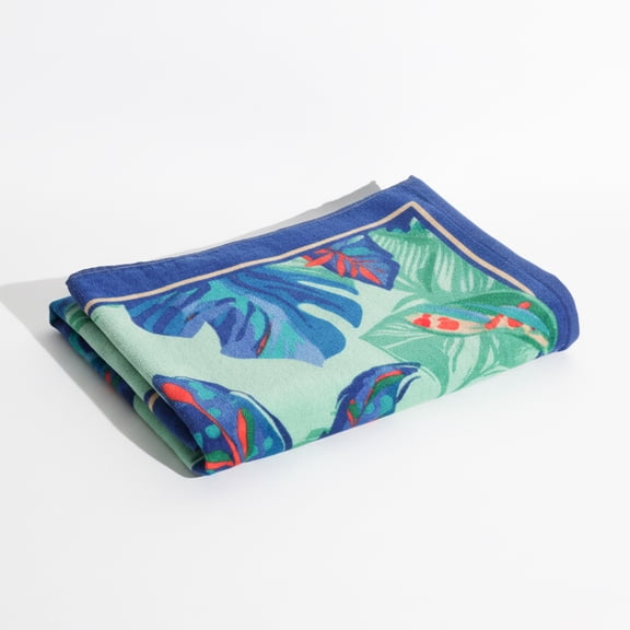 Mainstays Oversized Cotton Blend Blend Beach Towel, 36 x 72 in, Tropical Foliage