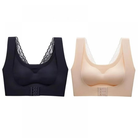 

Women s Beauty Back Full Figure Wirefree Smoothing Bra - Front Closure 5D Shaping Push up Bra Seamless Beauty Back Comfy Underwear M-4XL(2-Packs)