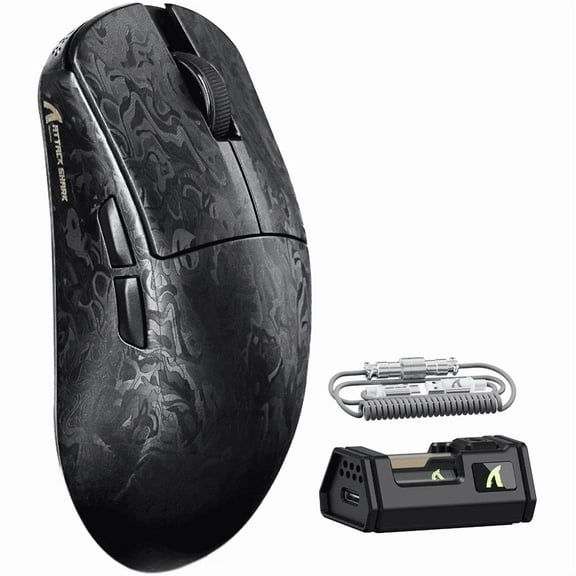 ATTACK SHARK R11 ULTRA Carbon Fiber Wireless 8K PAW3950MAX Gaming Mouse with C06 Ultra LED Cable