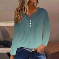 thumbnail image 2 of Fashion 3/4 Sleeve Summer Tops for Womens 2024 Plus Size Casual Gradient Long Sleeve V-Neck Tops Gifts for Womens, 2 of 5