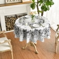 thumbnail image 3 of Verolix Blue Floral Round Tablecloth 60 Inch, Botanical Leaf Table Cover for Dining Table Decoration, 3 of 5