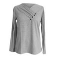 thumbnail image 5 of Lixiuxyad Women T-Shirt Women's Casual Long Sleeve Crew Neck T Shirt Basic Solid Color Top For Everyday Wear Comfortable Relaxed Fit Tee,Gray, 5 of 6