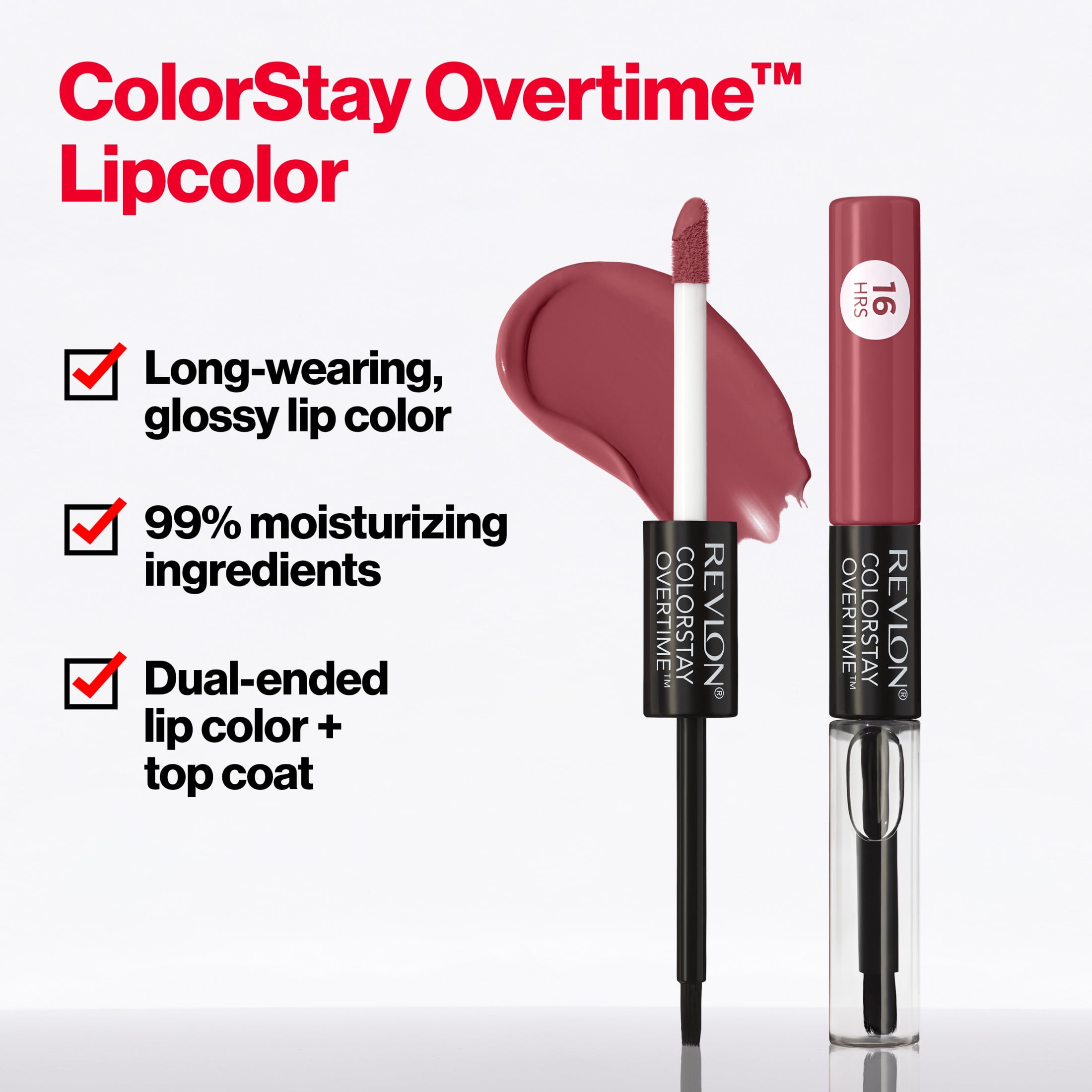 Revlon ColorStay Overtime Longwearing Gloss Lipstick with Vitamin E, 380 Always Sienna, 0.07 fl oz
