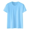 thumbnail image 5 of GEWSEY Womens Summer Cap Sleeve T-Shirts Casual Loose Fit Tunic Tops Crew Neck Tee Shirts (Sky Blue, 3XL), 5 of 5