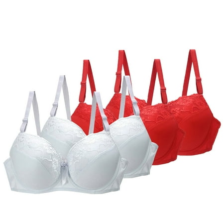 YEJIMAN 2024 Lace Bras for Women Breathable Cool Liftup High Support Bra Plus Size Thin Comfort Underwear 4PC  White Women Underwear Cotton  Nylon Spandex Cotton Underwear For Women