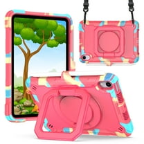 Allytech Case for iPad Mini 6 8.3" 2021, iPad Mini 6th Gen Case for Kids, Hard PC TPU Hybrid Shockproof 360 Rotatable Grip Handle Foldable Stand Shoulder Strap Cover with Pen Holder, Colorful Rose