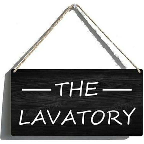 Rustic Wall Hanging Wall Art Decor - THE LAVATORY - Rustic Contemporary Farmhouse Wall Decor Modern Wall Wooden Sign, 12×6 Inches