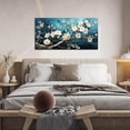 thumbnail image 2 of HFDF White Flower Canvas Wall Art for Bedroom Girls - Teal Livg Room Pictures Wall Decor - Modern Wall Art for Office Women 10x8inch Framed, 2 of 5