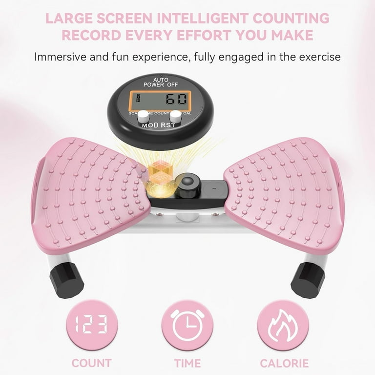 Waist Twister Exercise Board - Adjustable Twist Machine For Abs & Core, 300 Lb Capacity, Pink (Model T05)