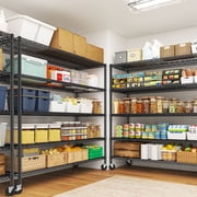 55.2W x 85.8H Wire Shelving Rack 3000Lbs Metal Storage Shelves with Wheels 5 Tier Heavy Duty Storage Rack for Garage Rolling Shelving Unit Adjustable Steel Shelves for Kitchen Pantry, Black