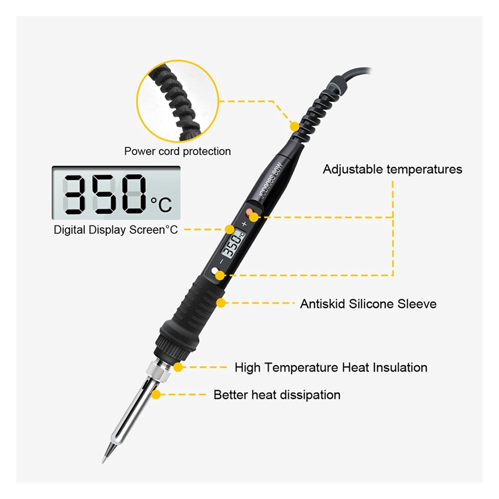 80W Soldering iron kit Adjustable temperature LCD solder welding tools With Solder Tin Iron Tips ,Internally Heated