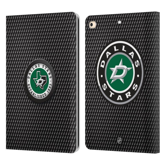 Head Case Designs Officially Licensed NHL Dallas Stars Puck Texture Leather Book Wallet Case Cover Compatible with Apple iPad 9.7 2017 / iPad 9.7 2018