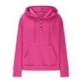 thumbnail image 5 of Oksale Long Sleeve Shirts for Women with Hood Loose Fit Textured Hoodies with Pockets Button Tops for Going Out Hot Pink M, 5 of 7