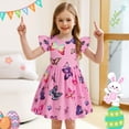 thumbnail image 2 of GDREDA Robe à Manches Volantées de Lapin de Pâques pour Filles Tout-Petits Bébé Tenue Décontractée de Fête et de Jeu Violet, 5-6 Ans, 2 of 4